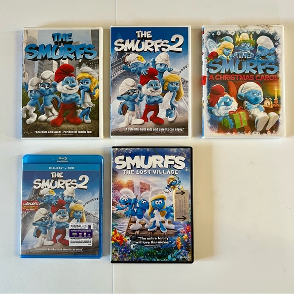 DVD Kids Movie Lot 5 The Smurfs 1 and 2 A Christmas Carol The Lost Village - Picture 1 of 4